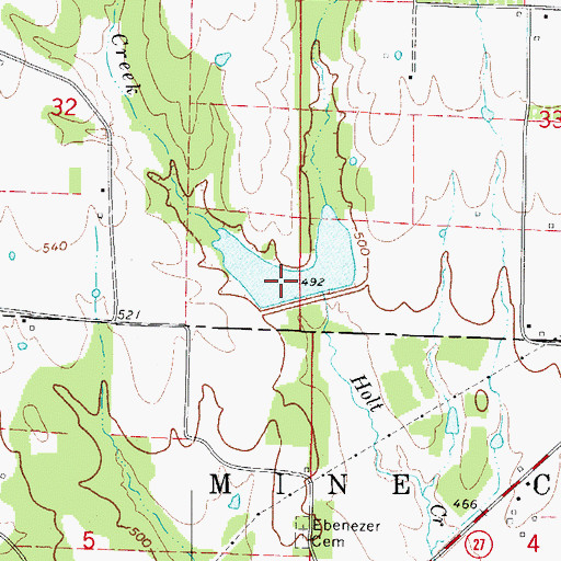 Topographic Map of North Fork Ozan Creek Watershed Number Two Reservoir, AR