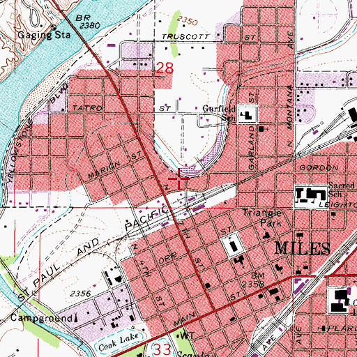 Topographic Map of KYUS-TV (Miles City), MT