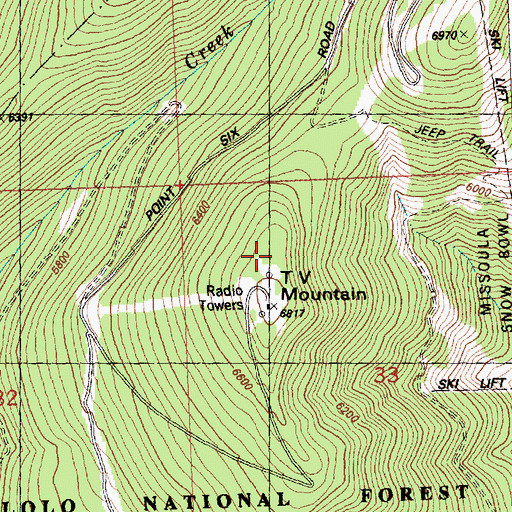 Topographic Map of KTMF-TV (Missoula), MT