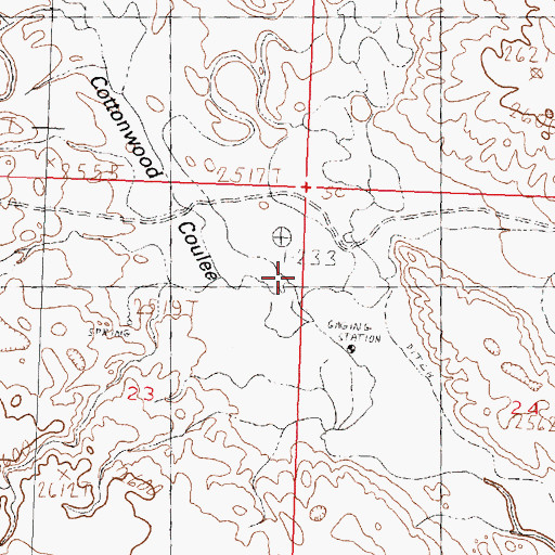 Topographic Map of Cottonwood Coulee, MT