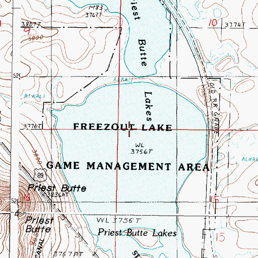 Topographic Map of Freezout Lake Wildlife Management Area, MT