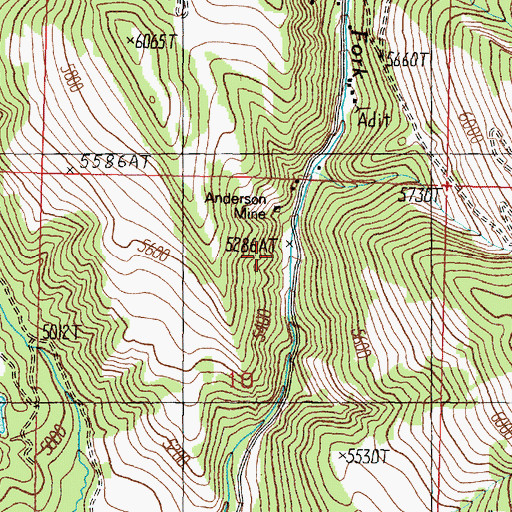 Topographic Map of Anderson Mine, MT