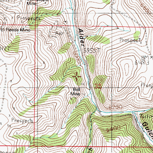 Topographic Map of Bell Mine, MT
