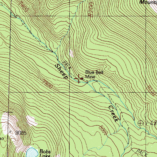 Topographic Map of Blue Bell Mine, MT