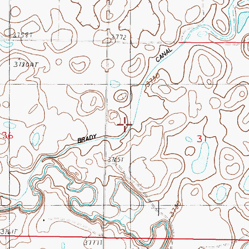 Topographic Map of Brady Canal, MT