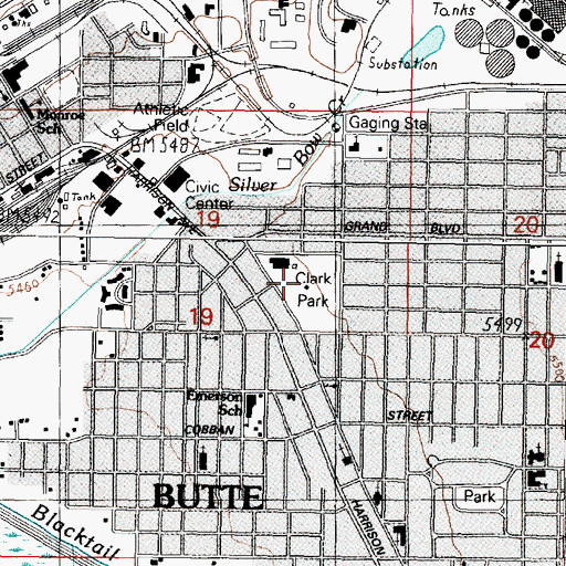 Topographic Map of Clark Park, MT