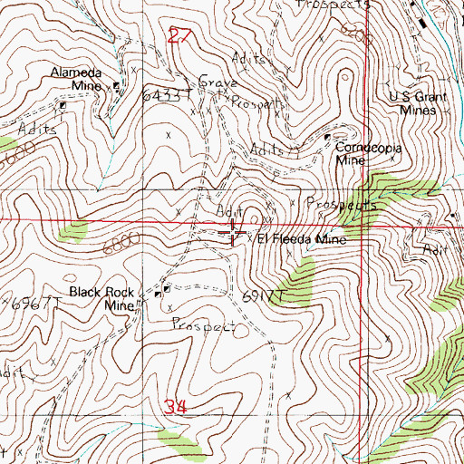 Topographic Map of El Fleeda Mine, MT