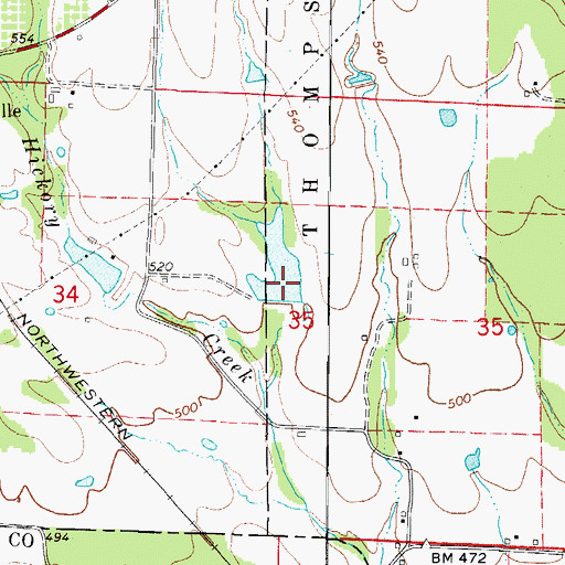 Topographic Map of Tetter Lake Two Dam, AR