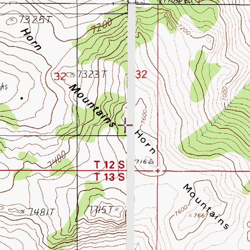 Topographic Map of Horn Mountains, MT