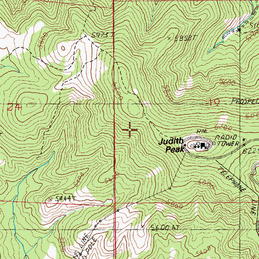 Topographic Map of Judith Mountains, MT
