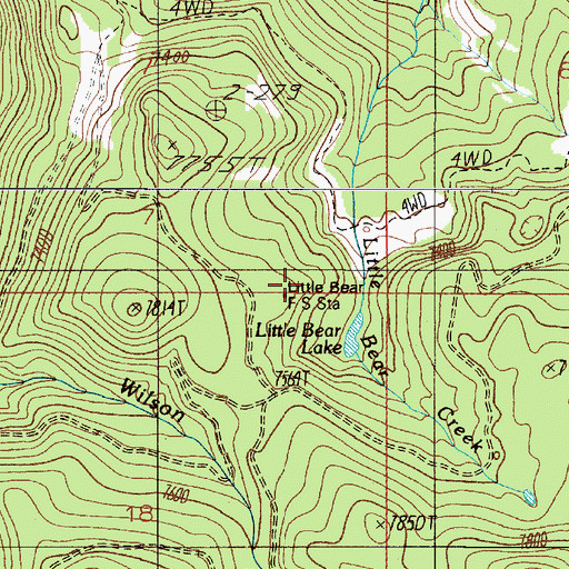 Topographic Map of Little Bear Forest Service Station, MT