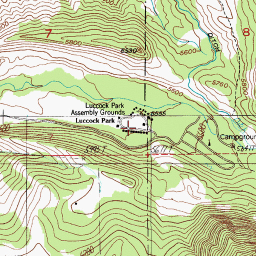 Topographic Map of Luccock Park Assembly Grounds, MT