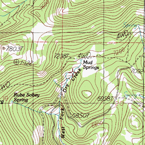 Topographic Map of Mud Springs, MT