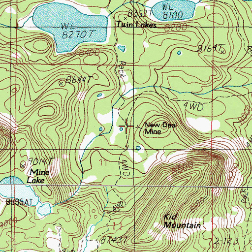 Topographic Map of New Deal Mine, MT