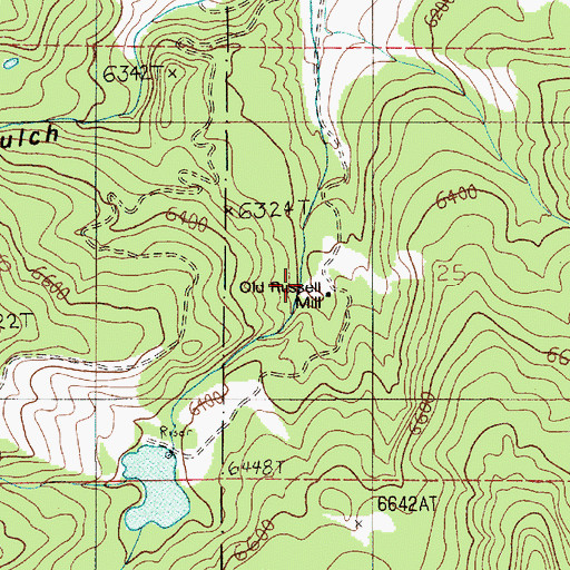 Topographic Map of Old Russell Mine, MT