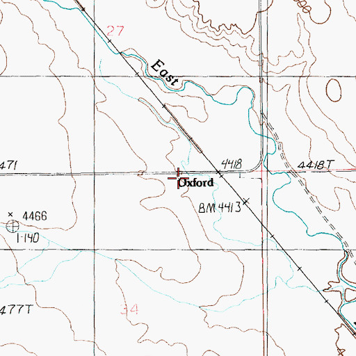 Topographic Map of Oxford, MT