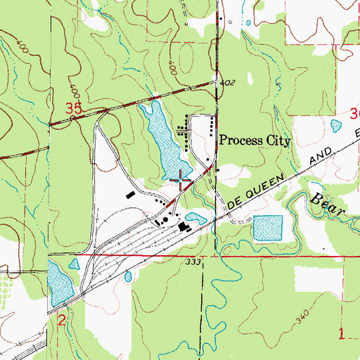 Topographic Map of Process City Lake Dam, AR