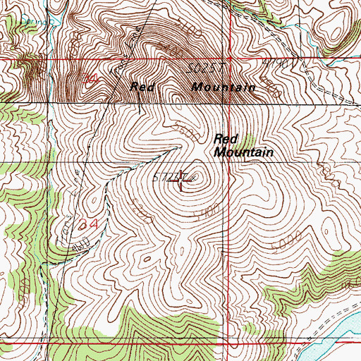 Topographic Map of Red Mountain, MT