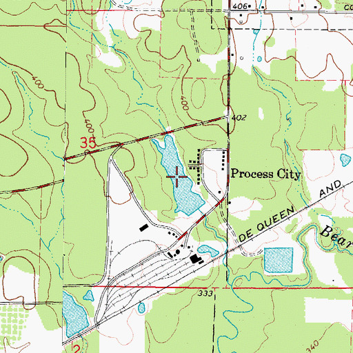 Topographic Map of Process City Lake, AR