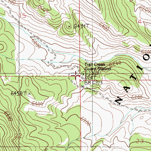 Topographic Map of Trail Creek Guard Station, MT