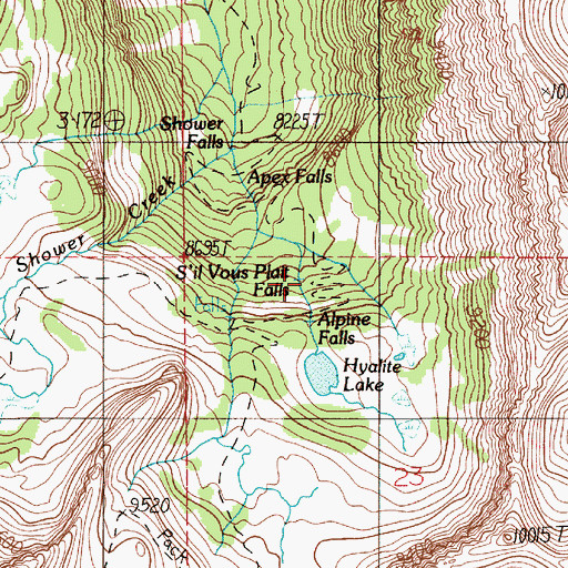 Topographic Map of S'il Vous Plait Falls, MT