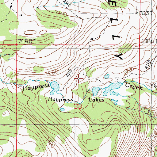 Topographic Map of Haypress Lakes, MT