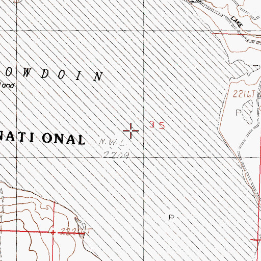 Topographic Map of Bowdoin National Wildlife Refuge, MT
