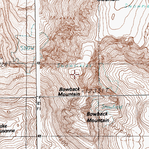Topographic Map of Bowback Mountain, MT