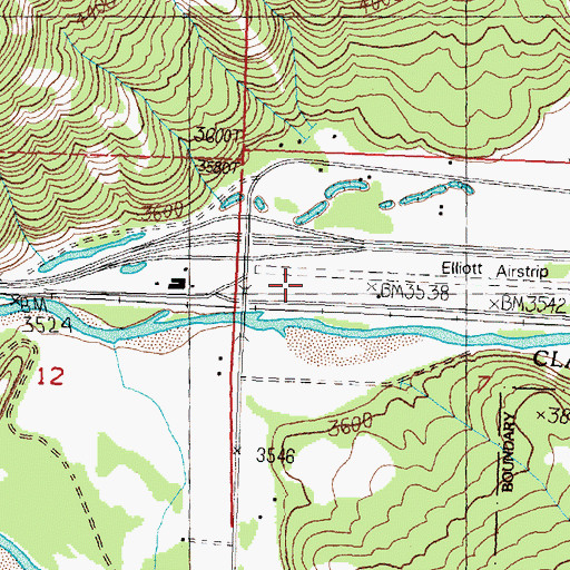 Topographic Map of Rock Creek Airport, MT