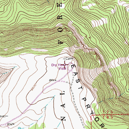 Topographic Map of Dry Head Vista, MT