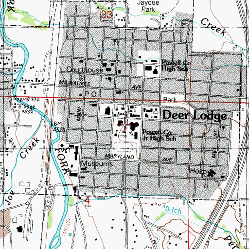 Topographic Map of Powell County Junior High School, MT