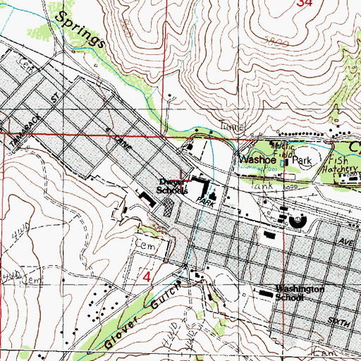 Topographic Map of Dwyer Schools, MT