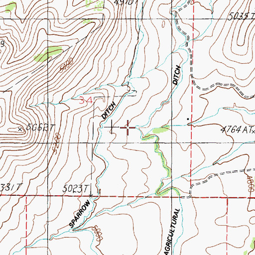 Topographic Map of Agricultural Ditch, MT
