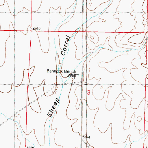 Topographic Map of Bannock Bench Well, MT