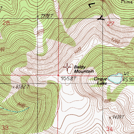 Topographic Map of Baldy Mountain, MT