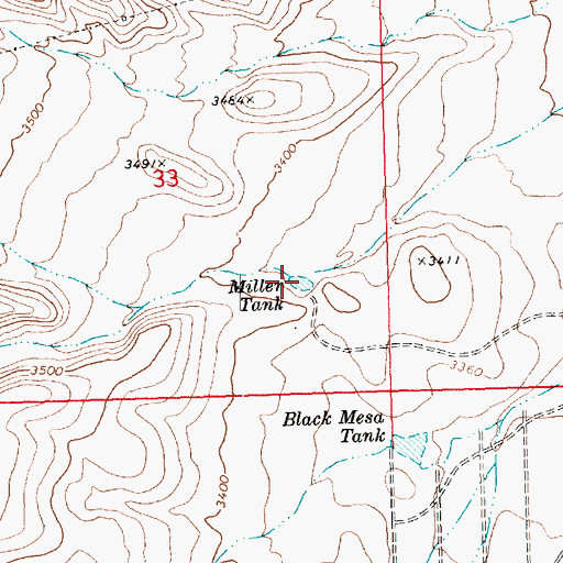 Topographic Map of Miller Tank, AZ