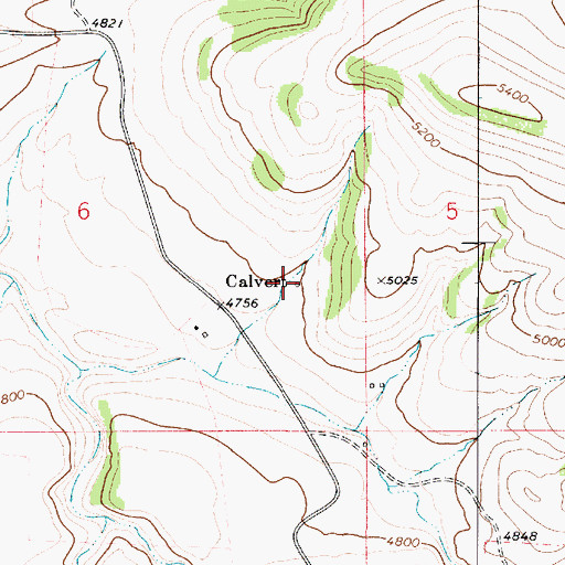 Topographic Map of Calvert, MT