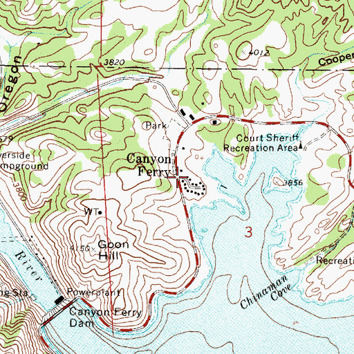 Topographic Map of Canyon Ferry, MT