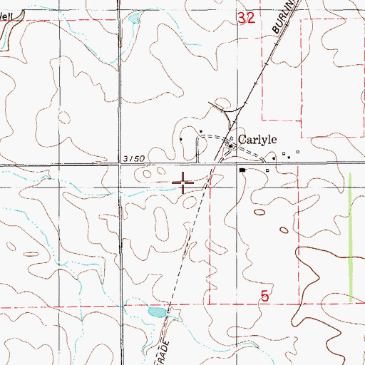 Topographic Map of Carlyle, MT