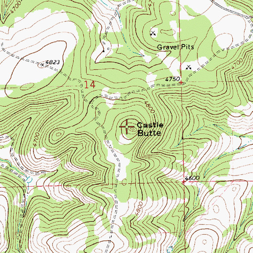 Topographic Map of Castle Butte, MT