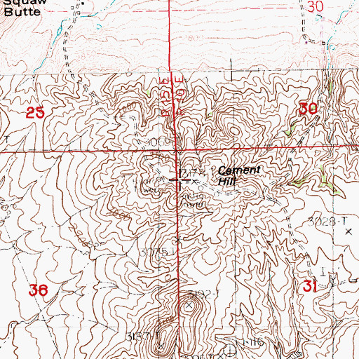 Topographic Map of Cement Hill, MT
