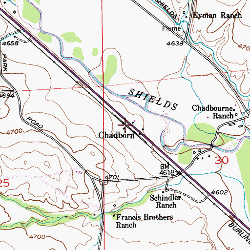 Topographic Map of Chadborn, MT