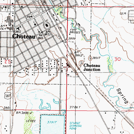 Topographic Map of Choteau Junction, MT