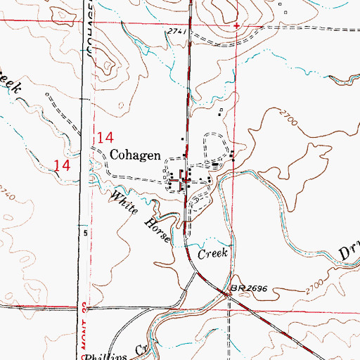 Topographic Map of Cohagen, MT