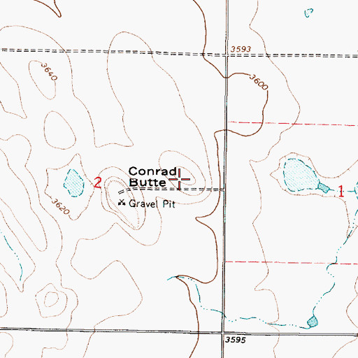 Topographic Map of Conrad Butte, MT