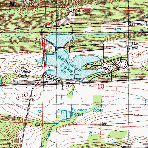 Topographic Map of Sebastian Lake Dam, AR