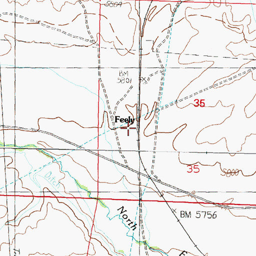 Topographic Map of Feely, MT