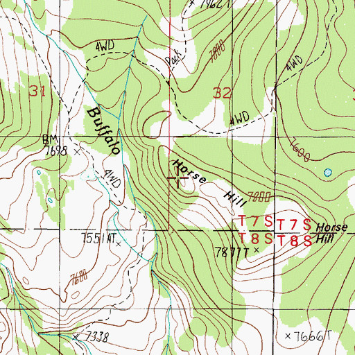 Topographic Map of Horse Hill, MT