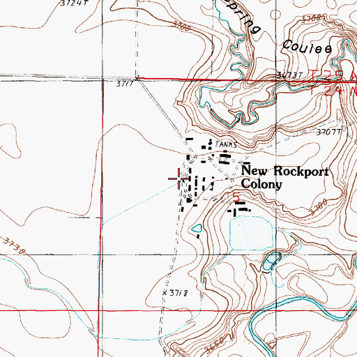 Topographic Map of New Rockport Colony, MT