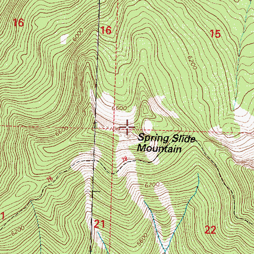 Topographic Map of Spring Slide Mountain, MT